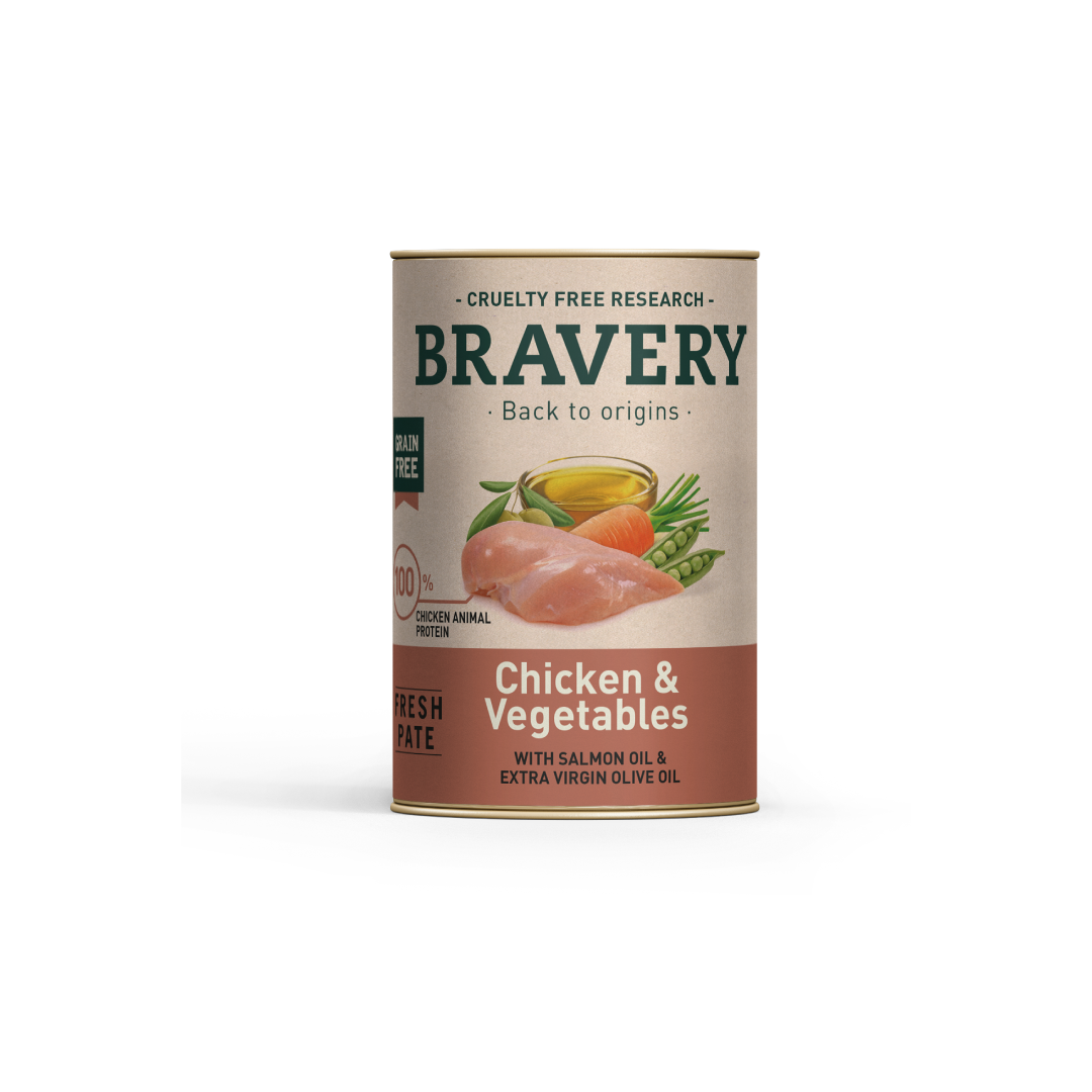 Alimento Humedo Para Perros Bravery Pollo Y Vegetales 290 G