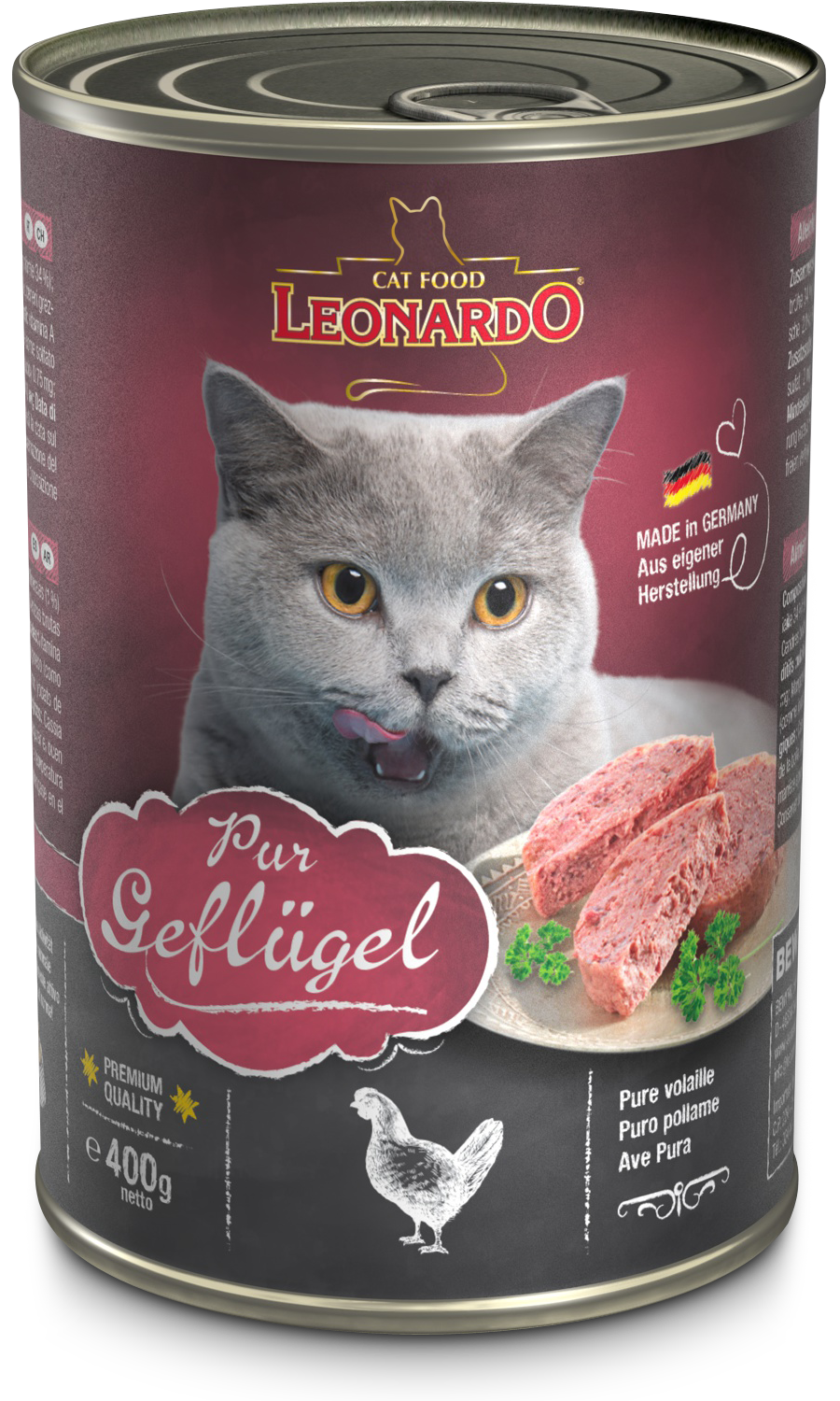 Alimento Leonardo Quality Selection Para Gato Adulto Sabor Ave En Lata De 400g