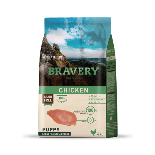 Alimento Bravery Puppy Raza Mediana Y Grande Pollo 4kg