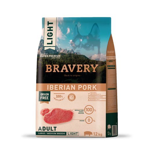 Alimento Bravery Cerdo Ibérico Light Adulto Large/medium 12 kg