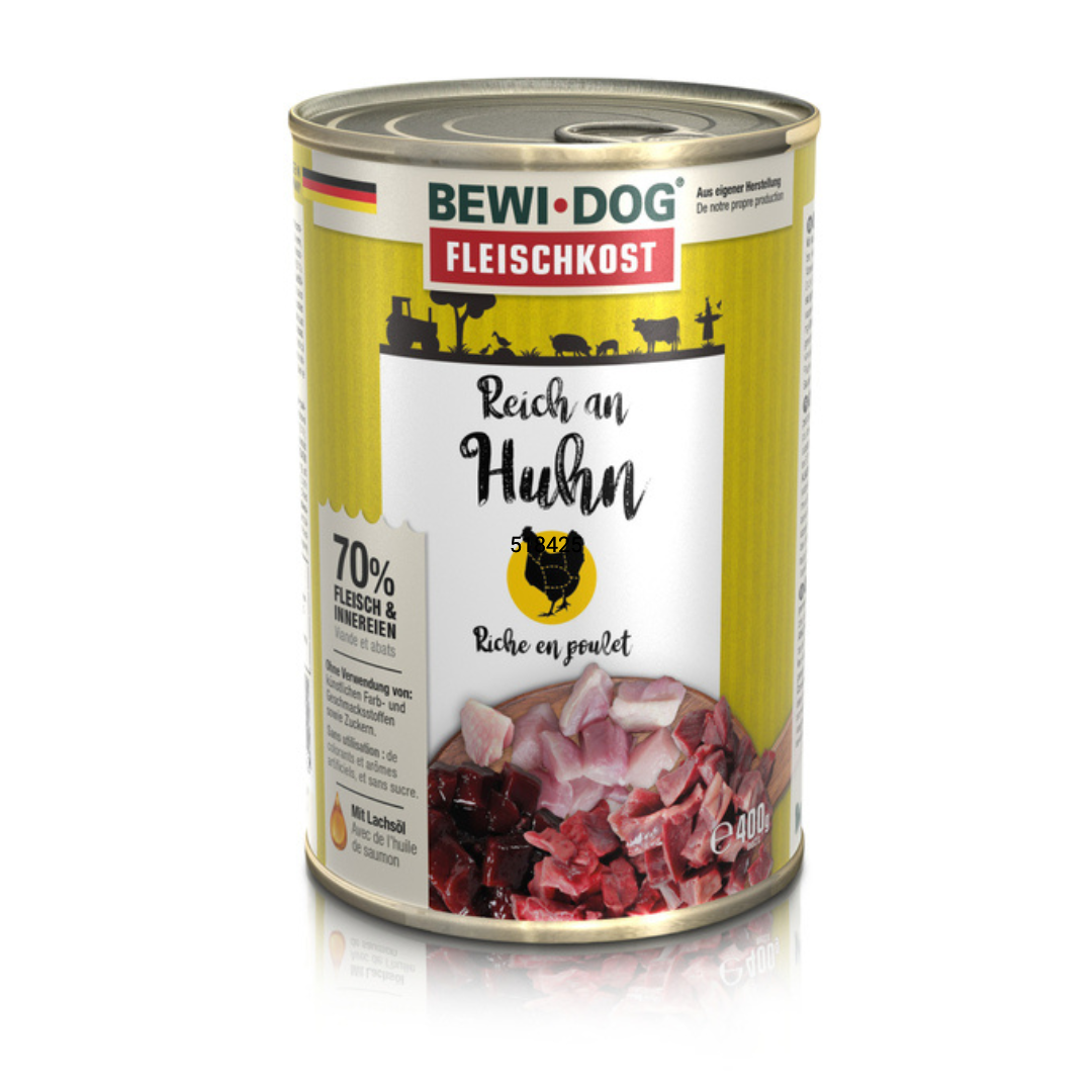 BEWI DOG® Alimento Húmedo para Perros - Rico en Pollo (400 g)