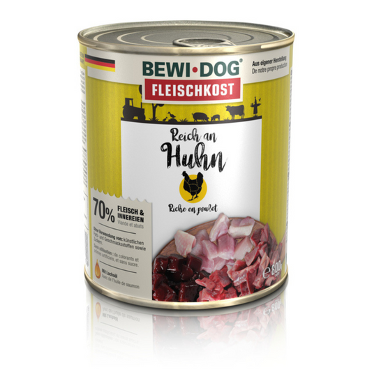 BEWI DOG® Alimento Húmedo para Perros - Rico en Pollo (800 g)